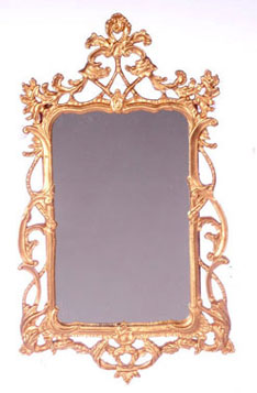 Dollhouse Miniature Victorian Mirror, Gold Plated